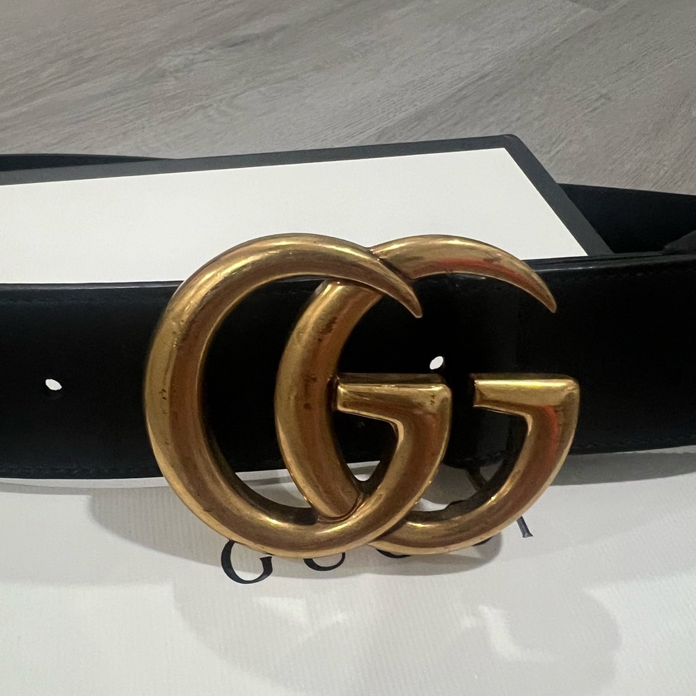 Gucci Double G Black Leather Women’s Belt - Picture 5 of 6